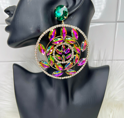 Gemstone Gina Hoops (Green/Purple)