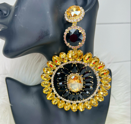 Regal Radiance statement earrings in gold and black