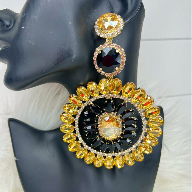 Regal Radiance statement earrings in gold and black